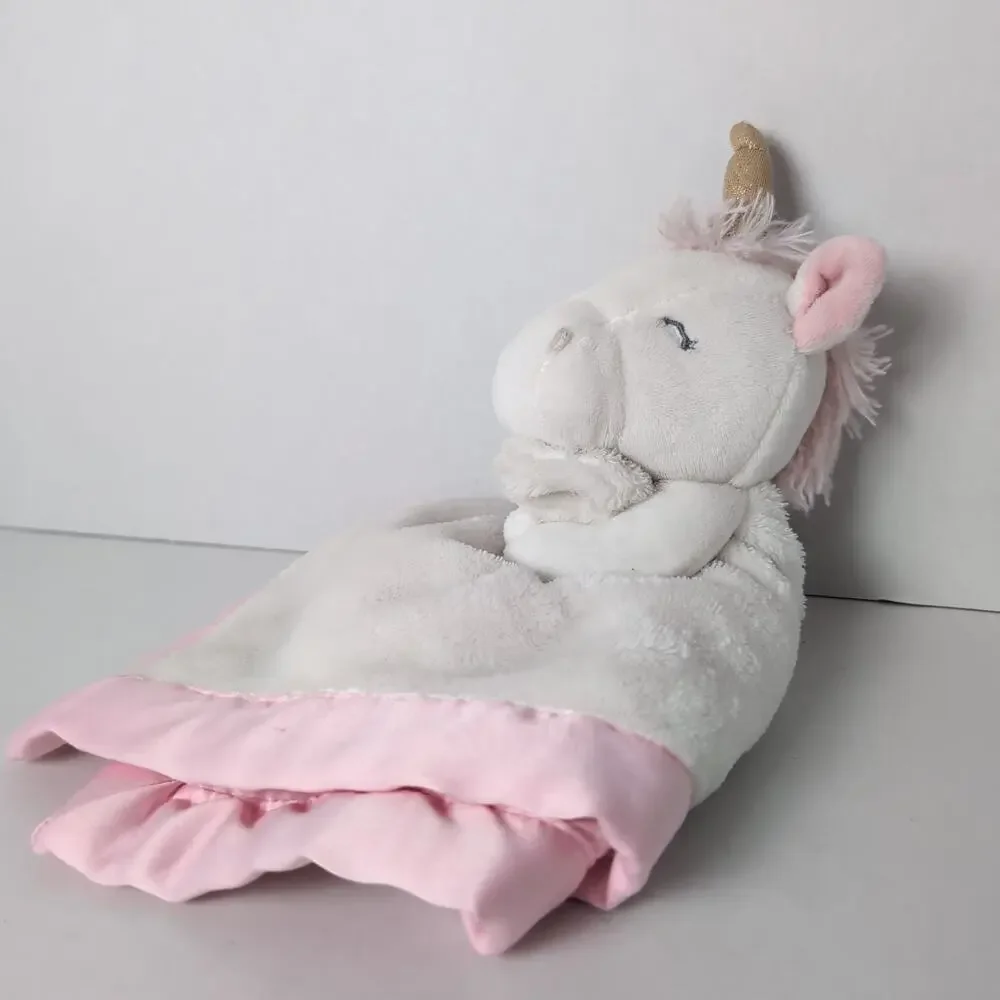 Carter's Unicorn Lovey Plush Security Blanket Stuffed‎ Animal Baby Pink White